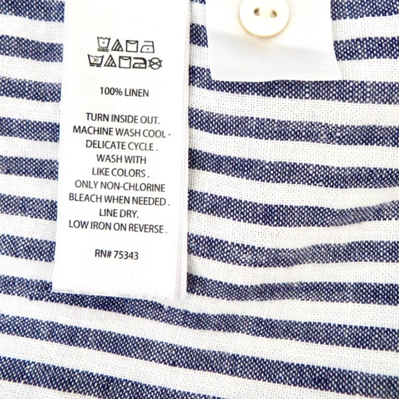 Tahari  100% Linen Button Front Hooded Striped Shirt Jacket Pockets Blue SZ S - Picture 7 of 7